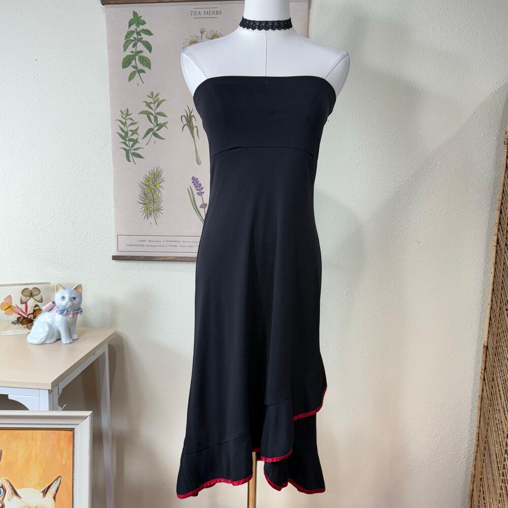 90s Y2k Strapless Ruffle Babydoll Dress Dark Romantic Goth Vampire Party Hoco S
